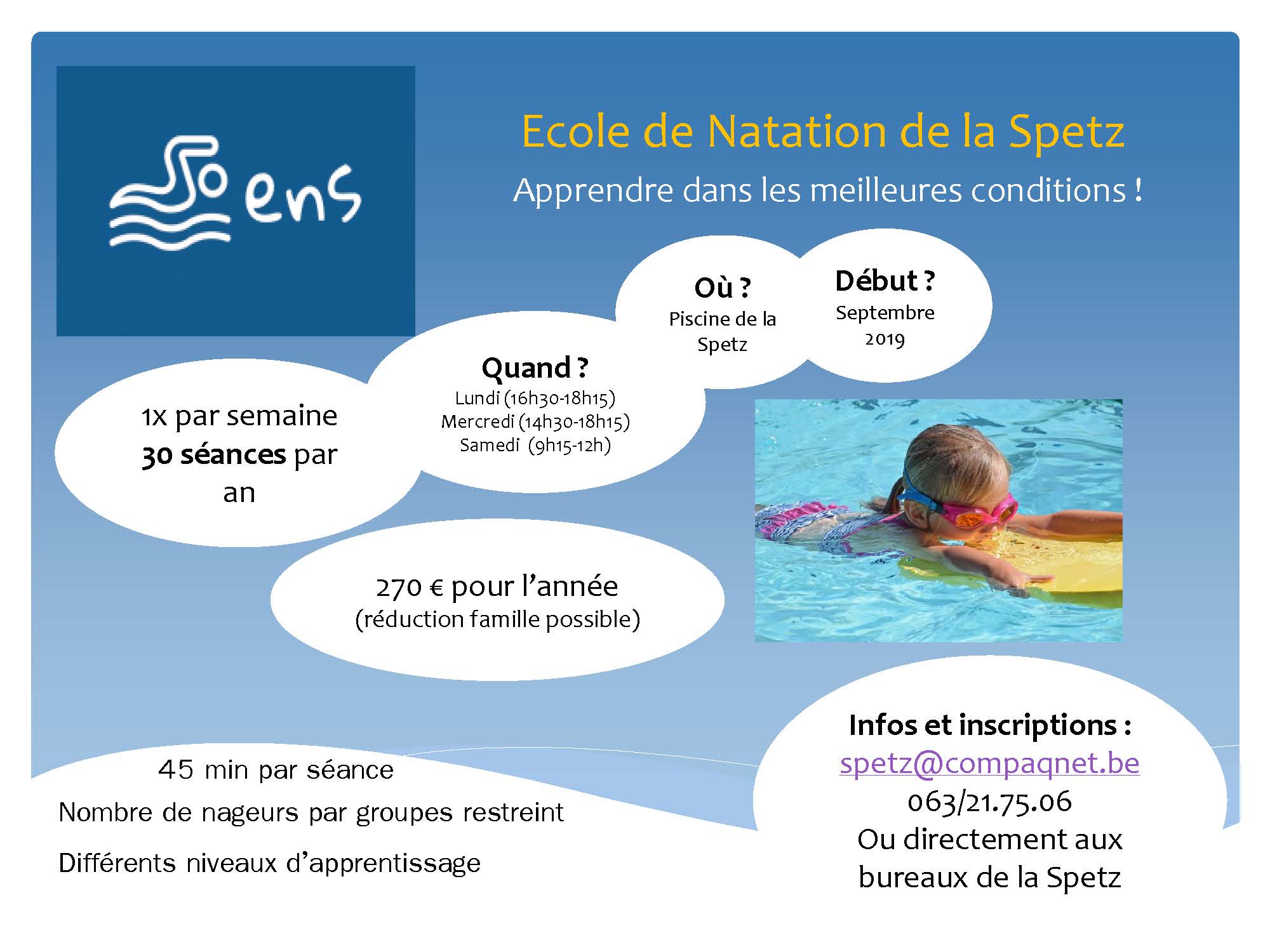 Apprentissage de la natation à Arlon