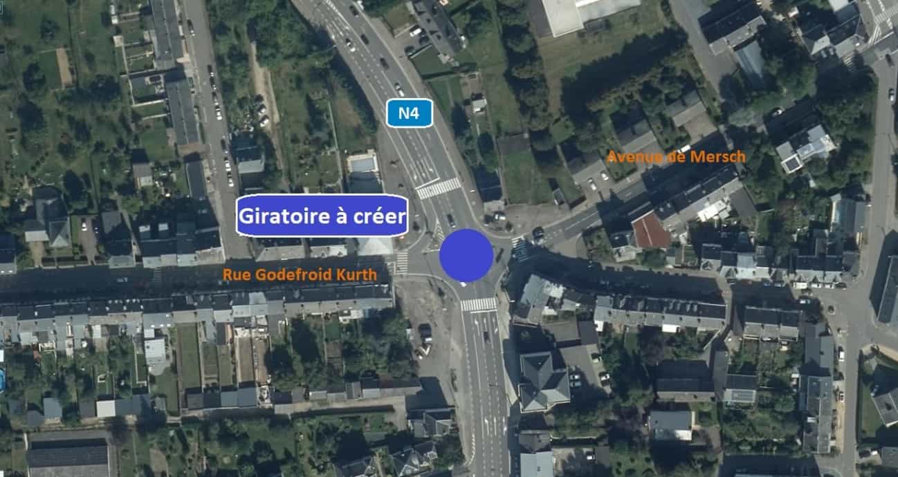 N4 Arlon – chantier d’aménagement d’un giratoire au carrefour Liedel